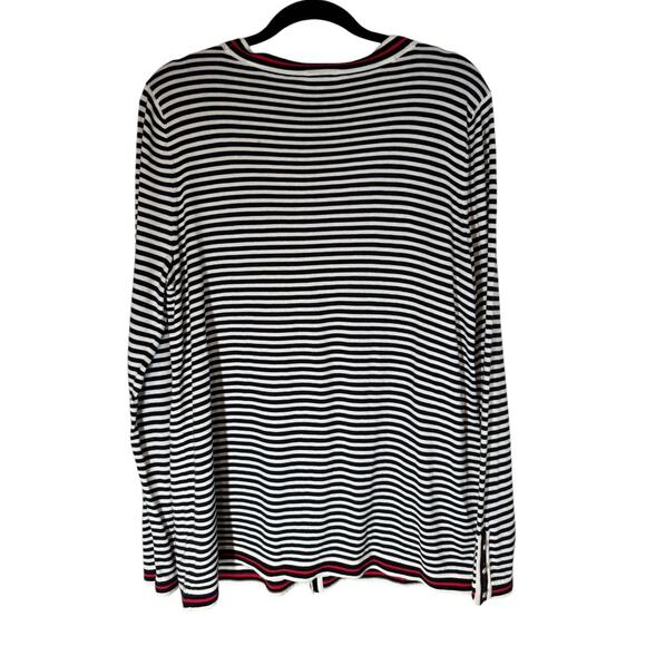 Talbots the Oprah Magazine Collection Embroidered Striped Cardigan Black Large - Picture 3 of 8